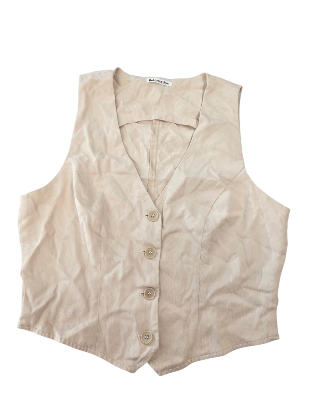 Reformation Cream Buttoned V-Neck Vest